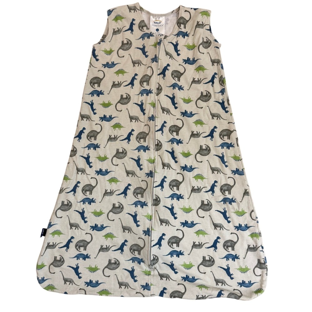 Halo SleepSack Wearable Blanket Large 12-18M Dinosaur Print Blue‎ Green Cream